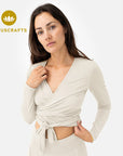 Amina Wrap Top - almond milk