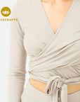 Amina Wrap Top - almond milk