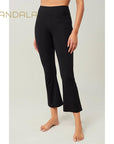 Mandala Cropped Flared Pants - black
