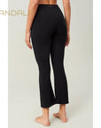 Mandala Cropped Flared Pants - black