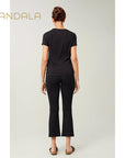 Mandala Cropped Flared Pants - black