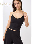 Mandala Copped Pilates Top - black