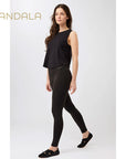 Mandala Cropped Tank Top - black