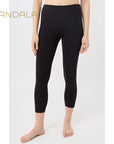 Mandala Cropped Yoga Pants - black