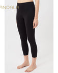 Mandala Cropped Yoga Pants - black