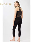 Mandala Cropped Yoga Pants - black