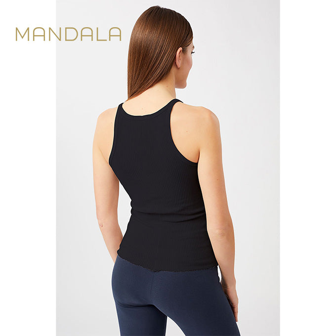 Mandala Ribbed Tank Top - black