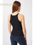 Mandala Ribbed Tank Top - black