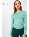 Mandala Side Ruffled Longsleeve- seafoam