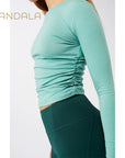 Mandala Side Ruffled Longsleeve- seafoam