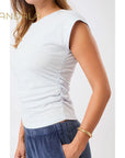 Mandala Side Ruffled Top - baby blue