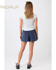 Mandala Side Ruffled Top - baby blue