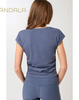 Mandala Side Ruffled Top - eclipse blue