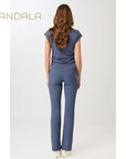 Mandala Side Ruffled Top - eclipse blue