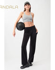 Mandala Wide Leg Workout Pants - black
