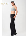 Mandala Wide Leg Workout Pants - black