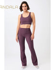 Mandala Flared & Ribbed Pants - burgundy
