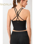 Mandala Cross Top - black