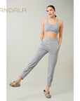 Mandala Cuffed Track Pants - melange grey