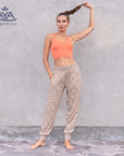 Jaya Ananda Damen Yoga Hose - creme flowers
