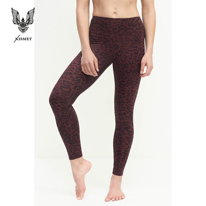 Yoga-Leggings Ganga 7/8 leo - ruby