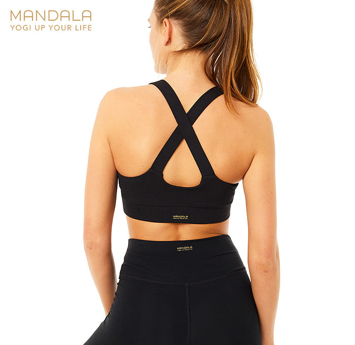 Mandala Cross Back Bra - black