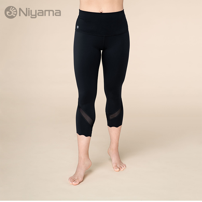 Niyama Leggings ¾ Mesh Yoga Leggings Capri - schwarz