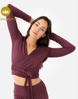 Amina Wrap Top - dark cranberry