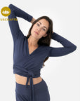 Amina Wrap Top - midnight blue