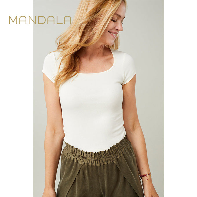 Mandala Cap Sleeve Top - white