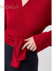Mandala Cozy Wool Wrap Jacket - rouge