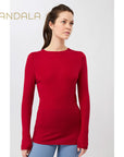 Mandala Crew Neck Wool Mix - rouge