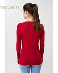 Mandala Crew Neck Wool Mix - rouge
