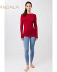 Mandala Crew Neck Wool Mix - rouge