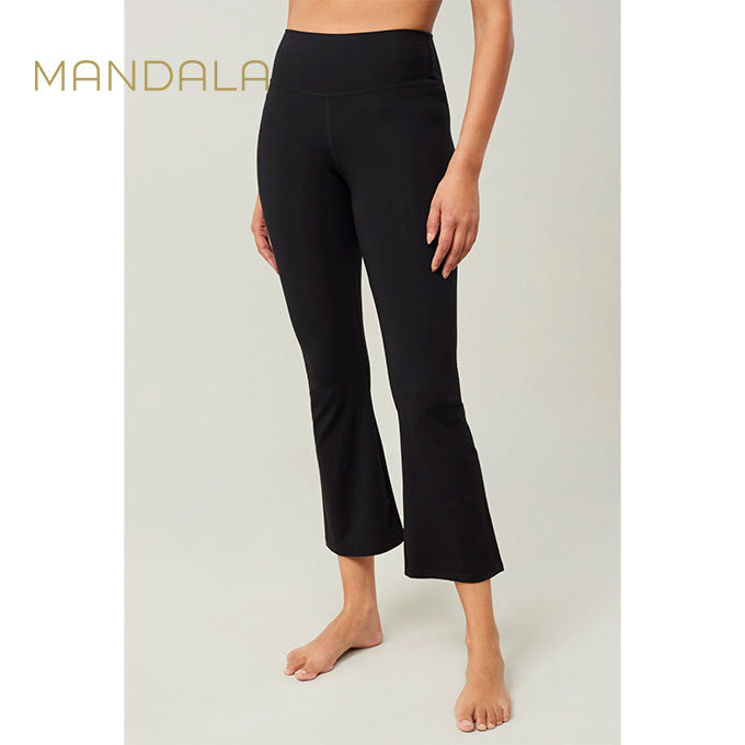 Mandala Cropped Flared Pants black little yoga store