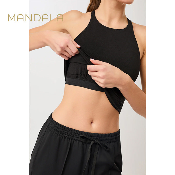 Mandala Cross Top - black