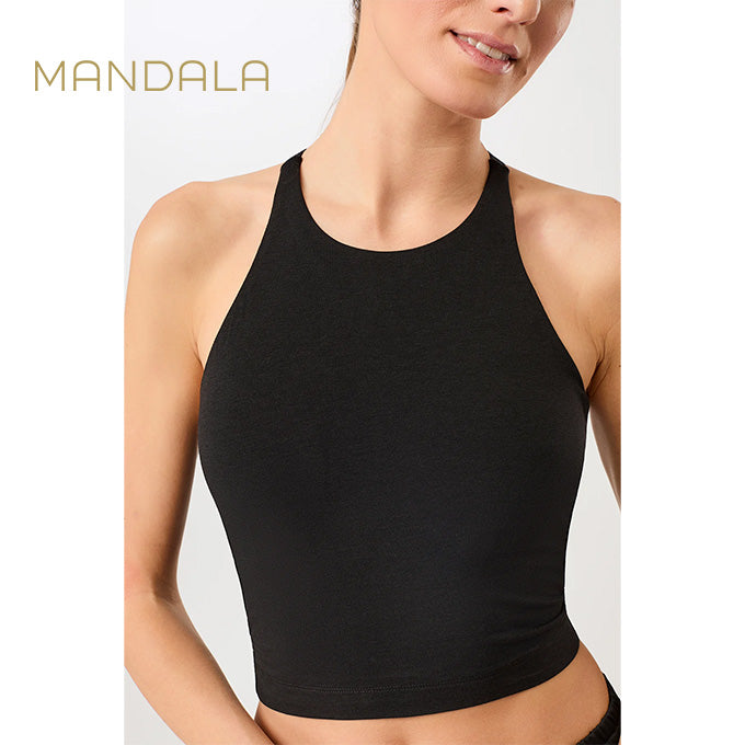 Mandala Cross Top - black