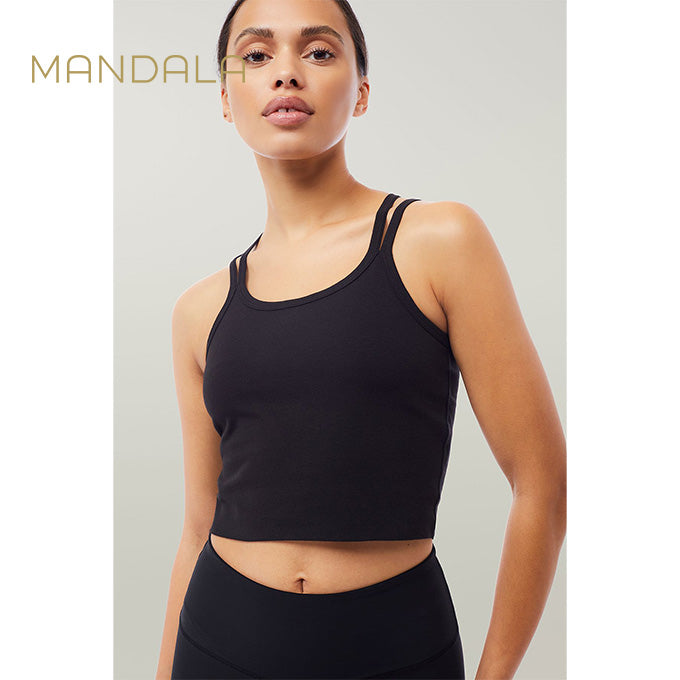 Mandala Double Strap Top - black