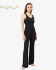 Mandala Flared Workout Pants - black