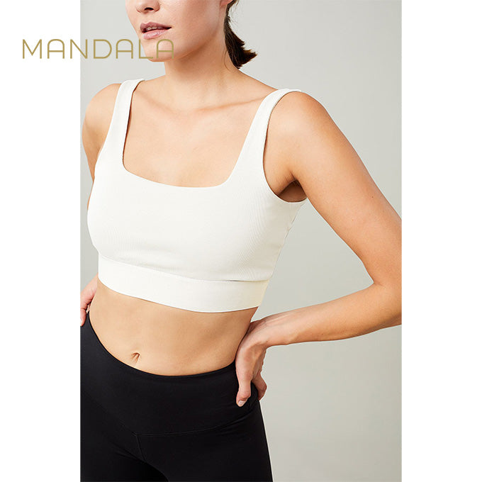 Mandala Sport Ribbed Bra - white