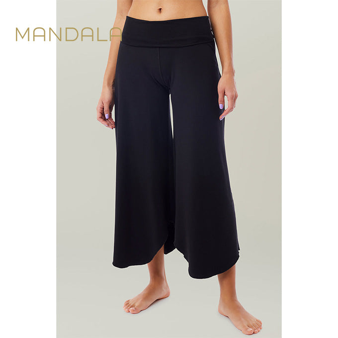 Mandala Roll over Tulip Pants - black