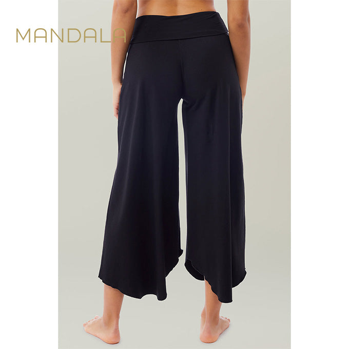 Mandala Roll over Tulip Pants - black