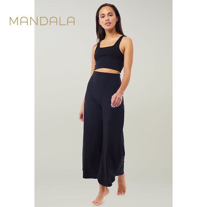 Mandala Roll over Tulip Pants - black
