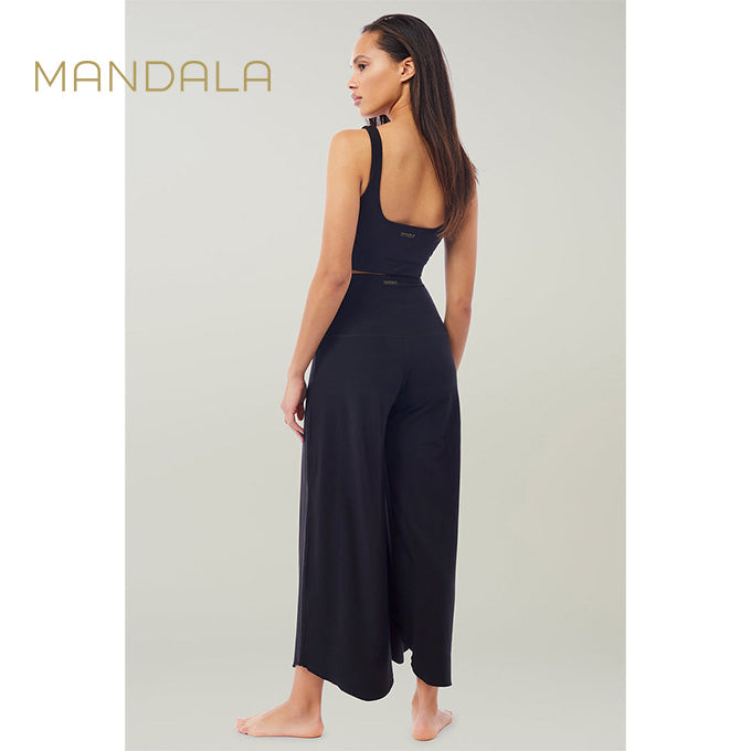 Mandala Roll over Tulip Pants - black