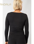 Mandala Side Ruffled Longsleeve- black