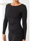 Mandala Side Ruffled Longsleeve- black