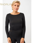 Mandala Side Ruffled Longsleeve- black