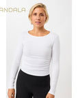 Mandala Side Ruffled Longsleeve- white