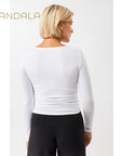 Mandala Side Ruffled Longsleeve- white