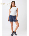 Mandala Side Ruffled Top - baby blue
